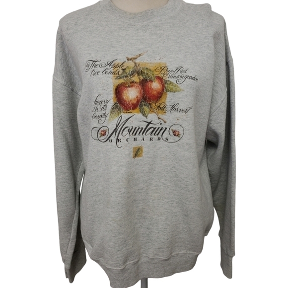 Vintage 90s Single Stitch Sweatshirt Apples Fall Large VGUC - Picture 2 of 10